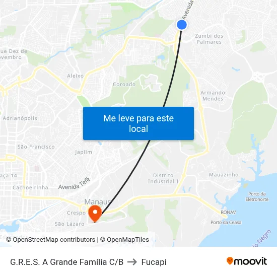 G.R.E.S. A Grande Família C/B to Fucapi map