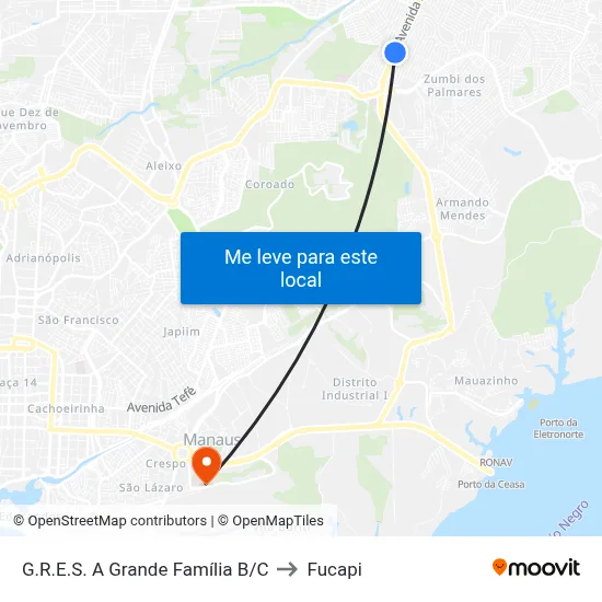 G.R.E.S. A Grande Família B/C to Fucapi map