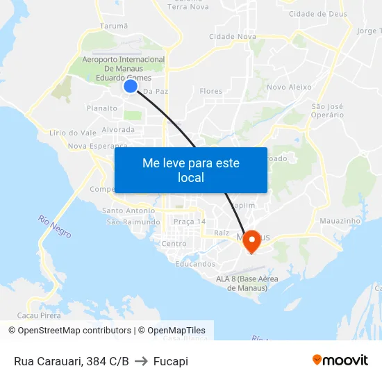 Rua Carauari, 384 C/B to Fucapi map