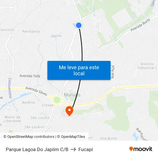 Parque Lagoa Do Japiim C/B to Fucapi map