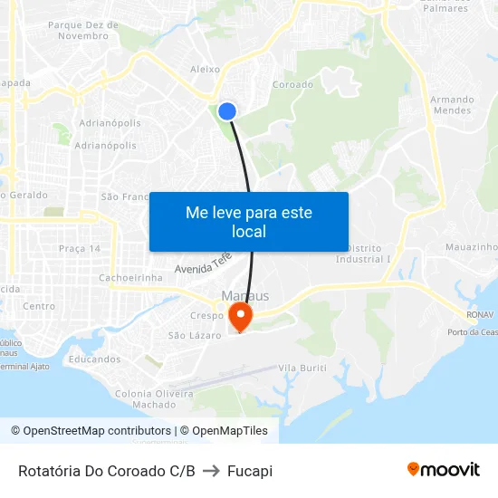 Rotatória Do Coroado C/B to Fucapi map