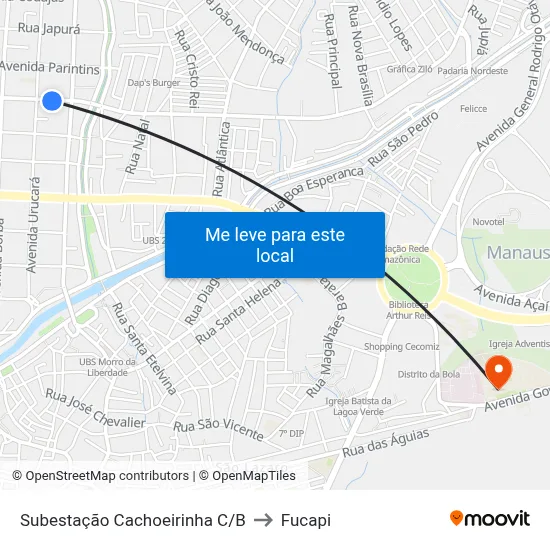 Subestação Cachoeirinha C/B to Fucapi map