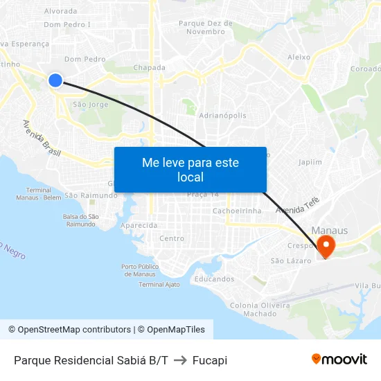 Parque Residencial Sabiá B/T to Fucapi map