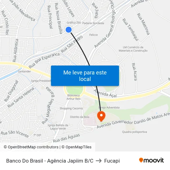Banco Do Brasil - Agência Japiim B/C to Fucapi map