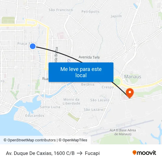 Av. Duque De Caxias, 1600 C/B to Fucapi map