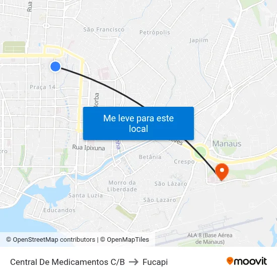 Central De Medicamentos C/B to Fucapi map