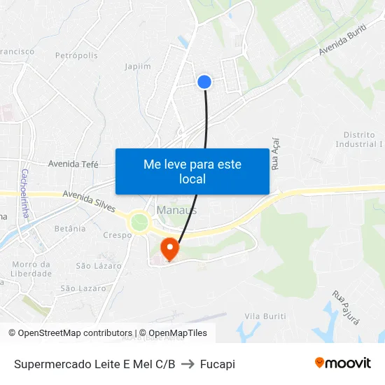 Supermercado Leite E Mel C/B to Fucapi map