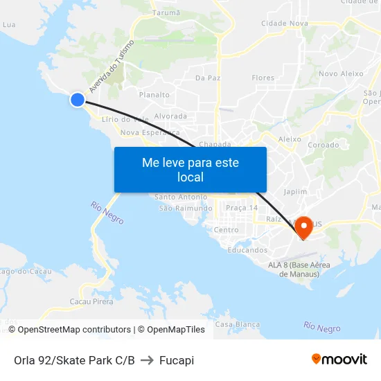 Orla 92/Skate Park C/B to Fucapi map