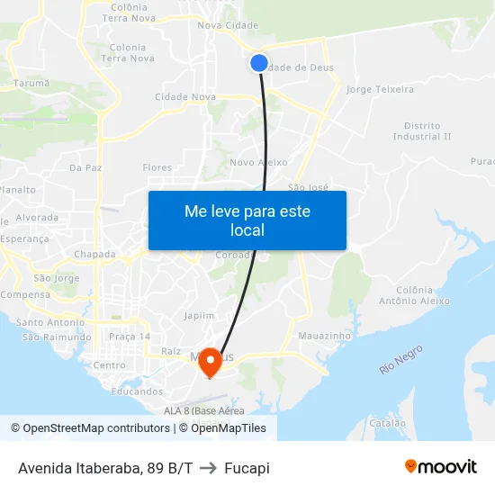 Avenida Itaberaba, 89 B/T to Fucapi map