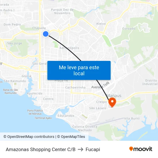 Amazonas Shopping Center C/B to Fucapi map