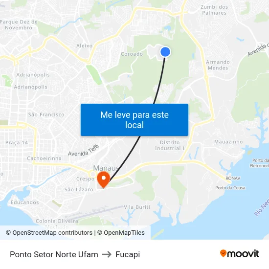 Ponto Setor Norte Ufam to Fucapi map