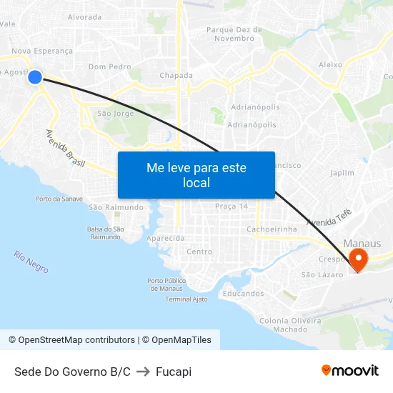 Sede Do Governo B/C to Fucapi map