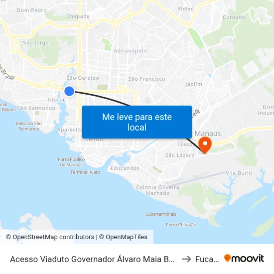 Acesso Viaduto Governador Álvaro Maia B/C to Fucapi map