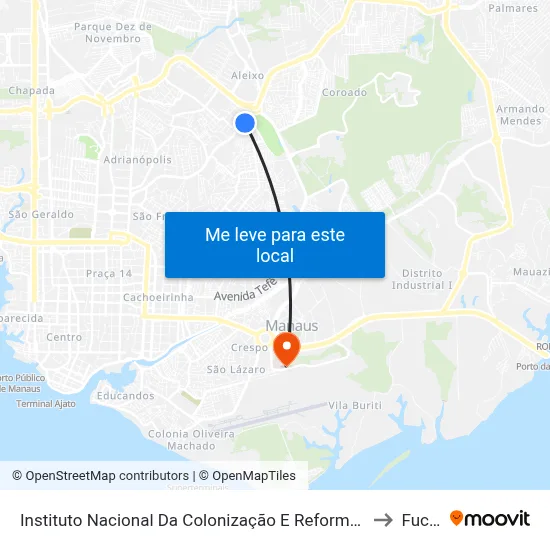 Instituto Nacional Da Colonização E Reforma Agrária C/B to Fucapi map