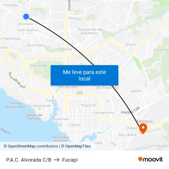 P.A.C. Alvorada C/B to Fucapi map