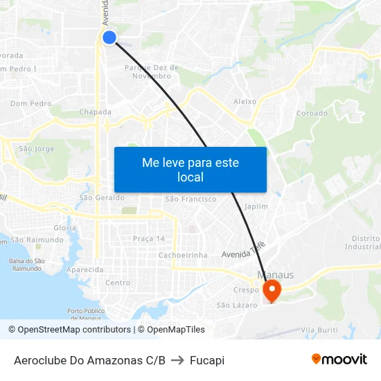 Aeroclube Do Amazonas C/B to Fucapi map