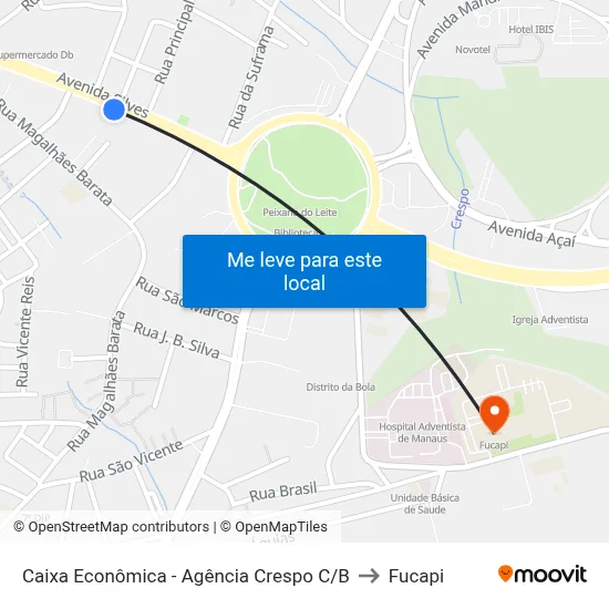 Caixa Econômica - Agência Crespo C/B to Fucapi map