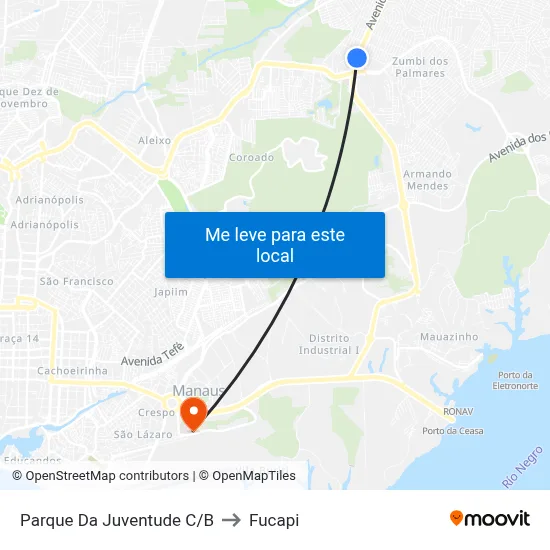 Parque Da Juventude C/B to Fucapi map