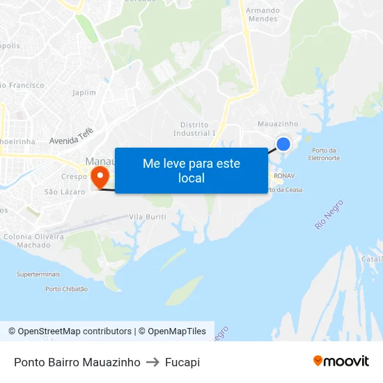 Ponto Bairro Mauazinho to Fucapi map