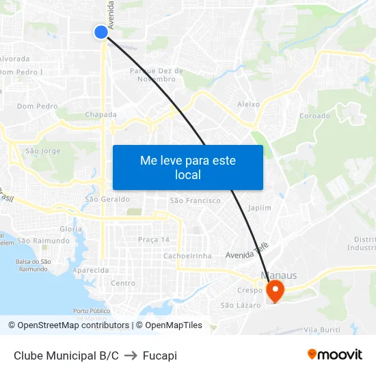 Clube Municipal B/C to Fucapi map