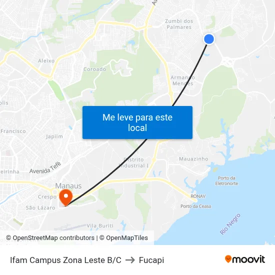 Ifam Campus Zona Leste B/C to Fucapi map