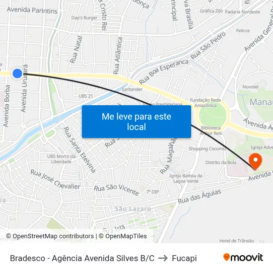 Bradesco - Agência Avenida Silves B/C to Fucapi map