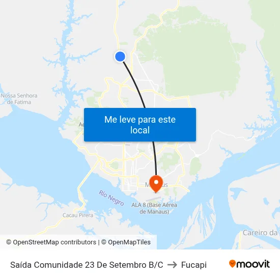 Saída Comunidade 23 De Setembro B/C to Fucapi map
