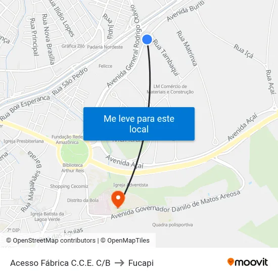 Acesso Fábrica C.C.E. C/B to Fucapi map