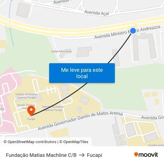 Fundação Matias Machline C/B to Fucapi map
