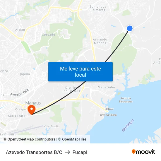Azevedo Transportes B/C to Fucapi map