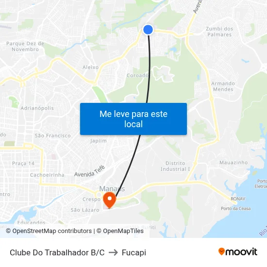Clube Do Trabalhador B/C to Fucapi map