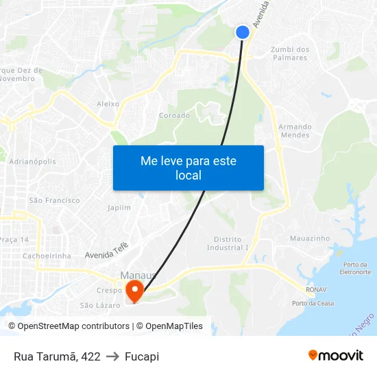 Rua  Tarumã, 422 to Fucapi map