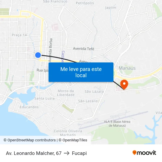Av. Leonardo Malcher, 67 to Fucapi map