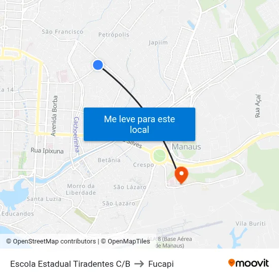 Escola Estadual Tiradentes C/B to Fucapi map