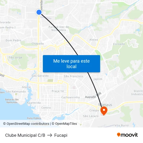 Clube Municipal C/B to Fucapi map