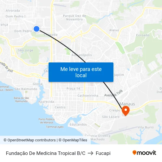Fundação De Medicina Tropical B/C to Fucapi map