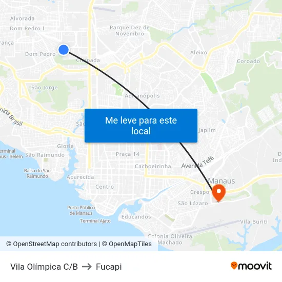 Vila Olímpica C/B to Fucapi map