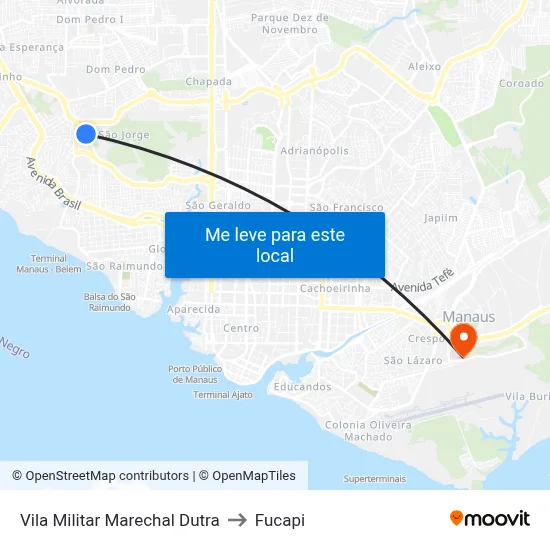 Vila Militar Marechal Dutra to Fucapi map