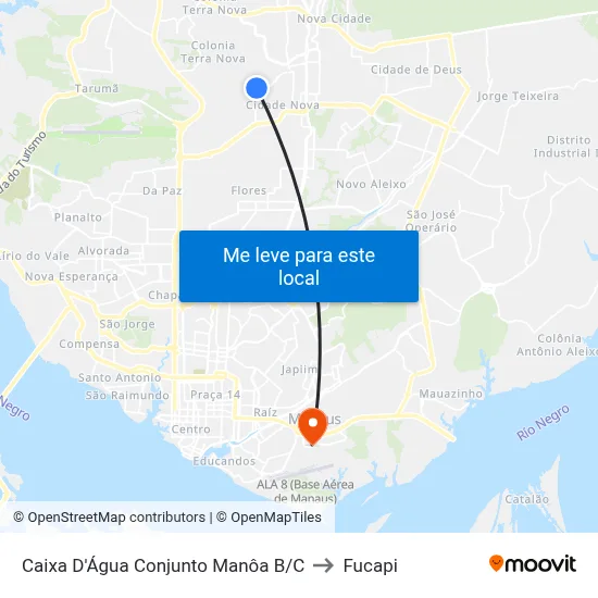 Caixa D'Água Conjunto Manôa B/C to Fucapi map
