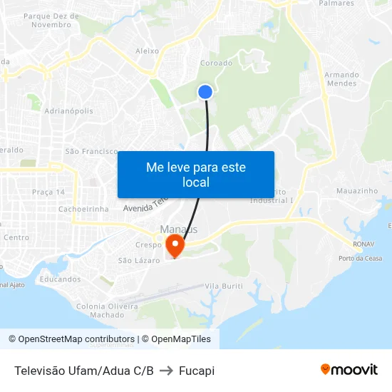 Televisão Ufam/Adua C/B to Fucapi map