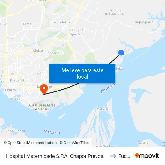 Hospital Maternidade S.P.A. Chapot Prevost B/C to Fucapi map