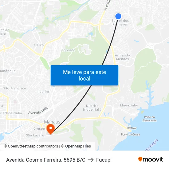 Avenida Cosme Ferreira, 5695 B/C to Fucapi map