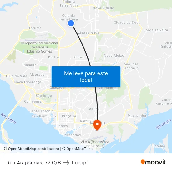 Rua Arapongas, 72 C/B to Fucapi map