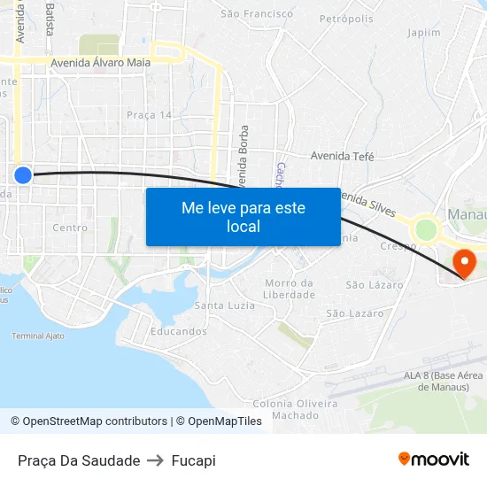 Praça Da Saudade to Fucapi map
