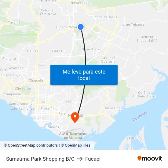 Sumaúma Park Shopping B/C to Fucapi map