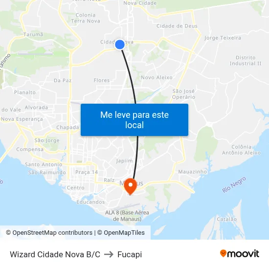 Wizard Cidade Nova B/C to Fucapi map