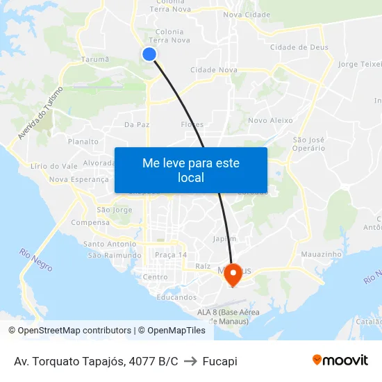 Av. Torquato Tapajós, 4077 B/C to Fucapi map