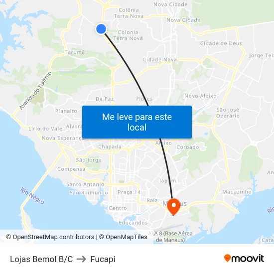 Lojas Bemol B/C to Fucapi map