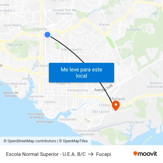 Escola Normal Superior - U.E.A. B/C to Fucapi map