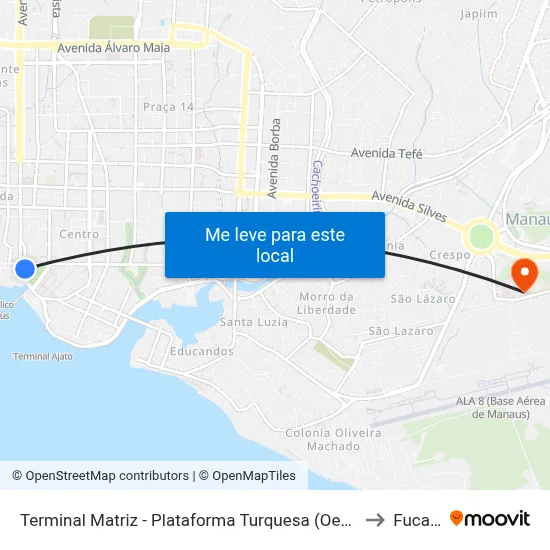 Terminal Matriz - Plataforma Turquesa (Oeste) to Fucapi map